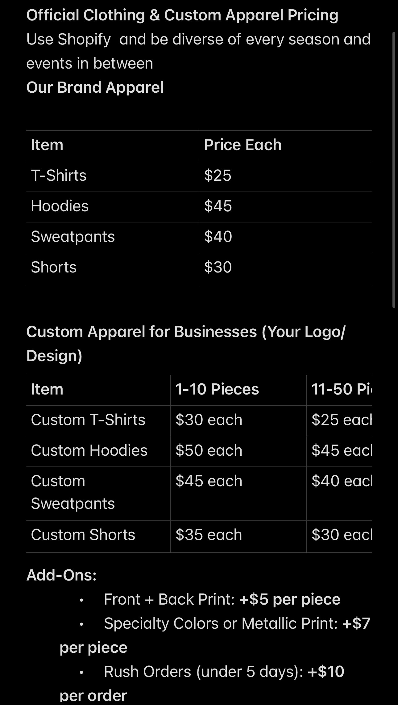 Panther's Den Clothing Designs