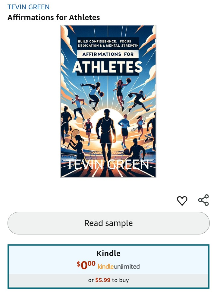 $5.99 Affirmations for Athletes Book FOR SALE! +E-Books